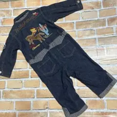 ミキハウス デニムオーバーオール　つなぎ カバーオール　size 80