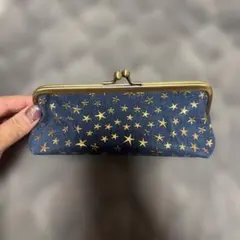 星柄 ネイビー コインケースがま口