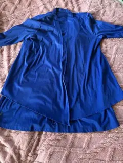 プロバドール　青のストレッチカーディガンシャツセット綿100%