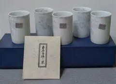 玉名白磁・耕山窯作・夢想花・湯飲み　5客セット