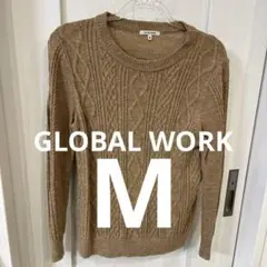 最終価格　GLOBAL WORK キャメル　茶　ケーブル編み ニット M