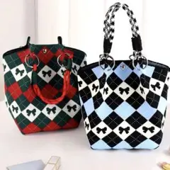 特価　ニットバッグ　ハンドバッグ　ミニトートバッグ　厚手　可愛い　手提げ　通勤