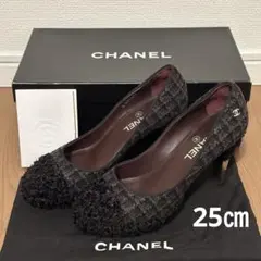 人気！ CHANEL シャネル バレリーナ ツイード フラットシューズ 裏張り