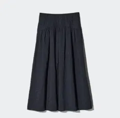 【新品未使用】UNIQLO シアサッカーボリュームスカート　ブラック　BLACKのサムネイル