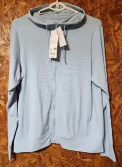 エアリズム UVカット フルジップパーカー XL ブルー