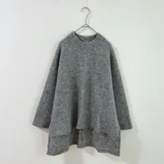 3880【KBF】ニットプルオーバー　長袖　グレー　フリー　秋冬　ゆったり