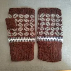 ハンドメイド　Miknits　コーヒー豆の指だし手袋【男女兼用サイズ】