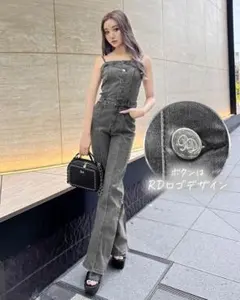 rady ブラックデニムサロペット オーバーオール