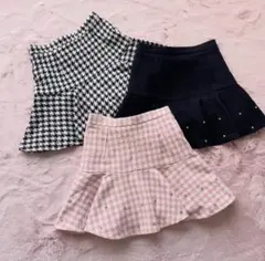 evelyn 裾ビジューフレアsk スカート 千鳥 ピンク