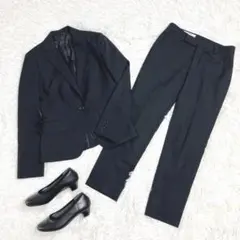 スーツカンパニー　レディース　パンツスーツ　ウォッシャブル　黒　チェック