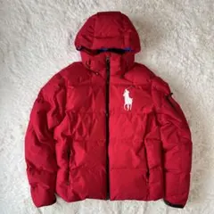 ポロラルフローレン ダウンジャケット 短丈 肉厚 デタッチャブルフード M 赤