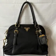PRADA テスート×サフィアーノ 2WAY ミニボストン 黒ゴールド金具