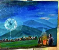 星を紡ぐ家』/アクリル画 原画 癒やしの風景画 夜景 星空 幻想的 F3