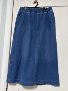 ユニクロ　デニムジャージースカート　ブルー　ストレッチ　L