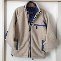 VINO フォーシーズン　ボアジャケット　クリーム×ブルー　ナイロンジャケット
