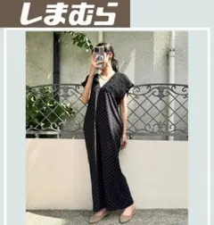 しまむら シャーリングサロペットドット柄オールインワン