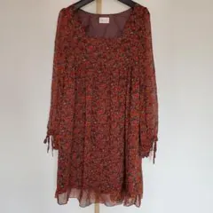 ラボラトリーワーク　ワンピース　チュニック　秋色 小花プリント／ブラウン系