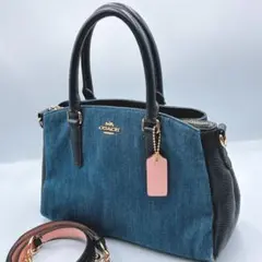 良品⭐️COACH コーチ　デニムハンドバッグ 2way 花柄　 F67473