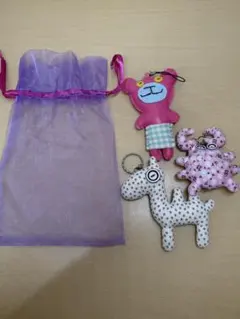 ハンドメイド風 ぬいぐるみチャーム 3点セット バッグチャーム キーホルダー