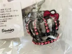 【未開封】ハローキティ王冠チャーム 黒＆ピンクストーン付きアベイル サンリオ