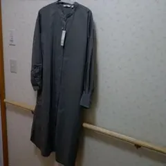 ユニクロ　コットンギャザーロングシャツ　ワンピース　Lサイズ　グレー