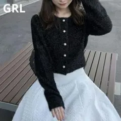 ラメシャギーニットカーディガン[mh30]ブラック