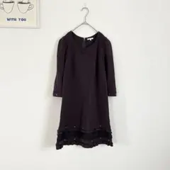 トゥービーシック　ワンピース　フリル　ビジュー　大人可愛い　上品　膝上　キレイめ