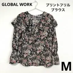 GLOBAL WORK プリントフリルブラウス