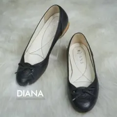 ✨美品✨DIANA リボン フラットパンプス ブラック 21.5㎝EE