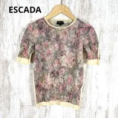 ESCADA エスカーダ クラシックフラワー 花柄 ウール 半袖 ニット