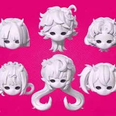 Cooze　悪魔角　未塗装ヘアパーツ　7種類セット　1/8スケール
