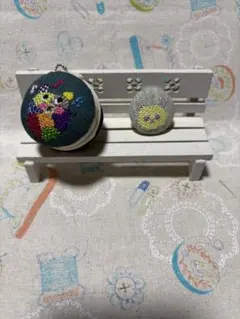 マカロンポーチ＊ハンドメイド刺繍