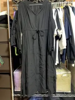 LOWRYS FARM★リネンぽいマキシワンピ.日焼け対策にも◎前ボタン.