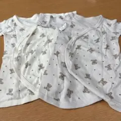 クマプリント ベビー肌着 ラップタイプ60サイズ