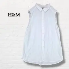 H&M エイチアンドエム☆ノースリーブ シャツ ブラウス【36】ホワイト