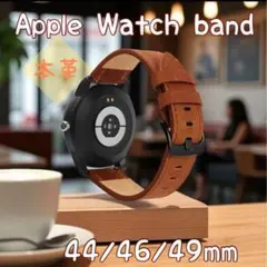 ブラウン　アップルウオッチバンド　44/45/46/49mm 本革　レザー