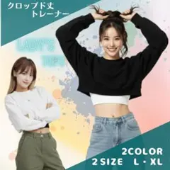 【新品】クロップド丈　トレーナー　ホワイト　Lサイズ