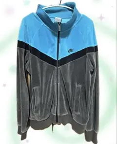NIKE ナイキ ベロア トラックジャケット グレー ブルーのサムネイル