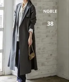 【新品未着用】NOBLE ライトフルクロスチェスターAラインコート　グレーMのサムネイル