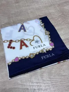 FURLA ハンカチ チャーム柄 ネイビー