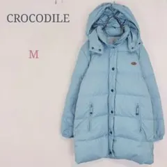 ＊クロコダイル【M】フード付きダウンコート ロゴマーク チェック柄 秋冬