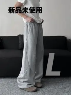 ワイドスウェットパンツ　変形　グレー　ワイドパンツ スウェット　Y2K Lサイズ