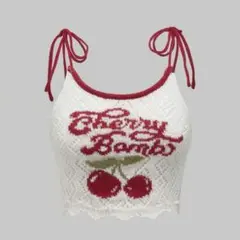 shein チェリープリントニットキャミソール