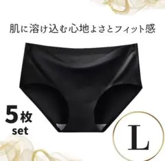 シームレスショーツ レディースパンツ ブラック 黒下着 5枚セット L