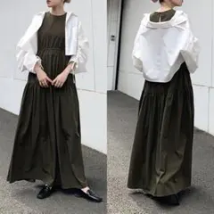 KBF ケービーエフ｜ノースリーブドロストワンピース ロングワンピ カーキ