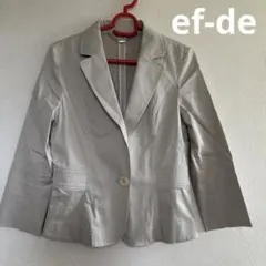▽ef-de　エフデ　テーラードジャケット　9　ベージュ　綿　7分丈のサムネイル