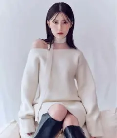 FRAY I.D フレイアイディ フォックスウールミニニットワンピースアイボリー