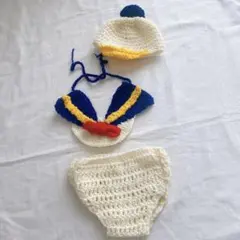 ニューボーンフォト　衣装　ハンドメイド　ハロウィン　コスチューム　ドナルド風