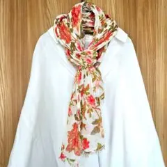 美品 ローラアシュレイ 大判 花柄ストール 春夏 冷房対策 UV対策 綿100のサムネイル