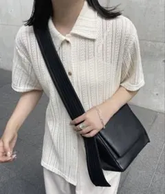 lawgy open collar lace shirt ivory